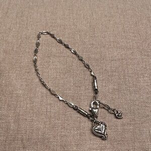 Silver Brighton Heart Charm Anklet